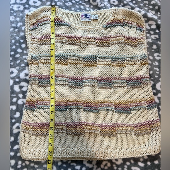 VTG College Town Hand Knit Top Silk Blend Pastel Size Medium - Picture 7 of 10
